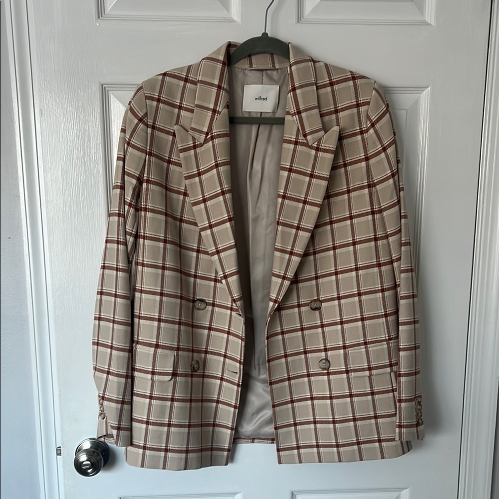 Plaid Double-Breasted Blazer
